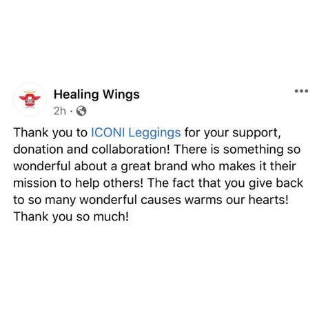 (Click to Read) Healing Wings Facebook post thanking ICONI for our donation