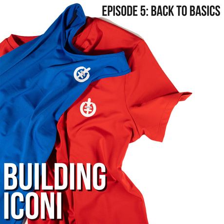 (Click to read) ICONI shirt and tank top laid flat for Episode 5 of Building ICONI