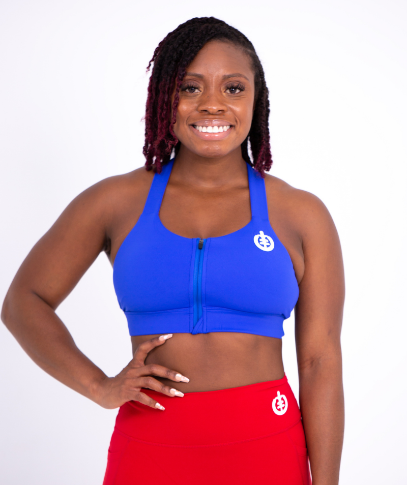 High Impact Zip-Up Sports Bra | Blue