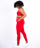 Full Length Pocket Legging | Red - ICONI