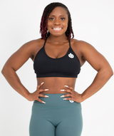 Low Impact V-Neck Sports Bra | Black - ICONI