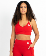 Low Impact V-Neck Sports Bra | Red - ICONI