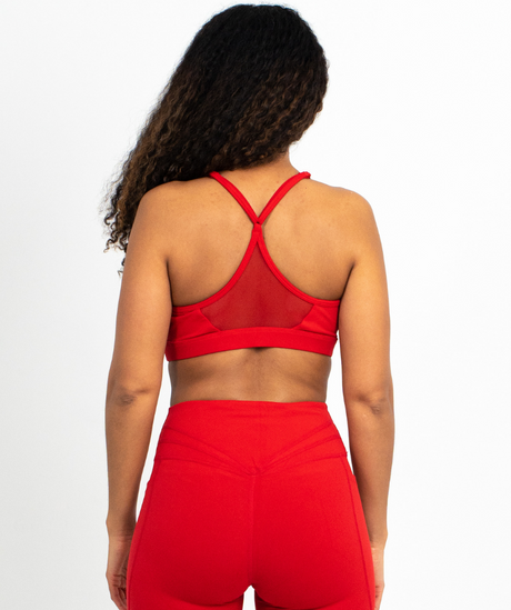 Low Impact V-Neck Sports Bra | Red - ICONI