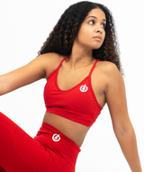 Low Impact V-Neck Sports Bra | Red - ICONI