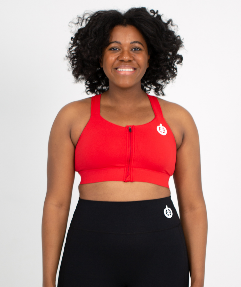Plus High Support Zip Front Sports Bra